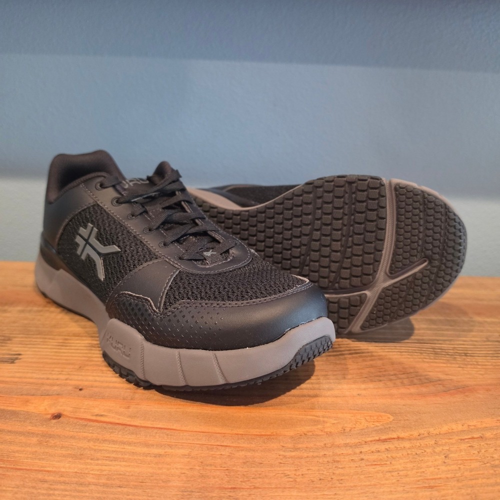 KURU Mens Quantum Walking Shoes Black Grey Orthopedic Sneakers 13 US